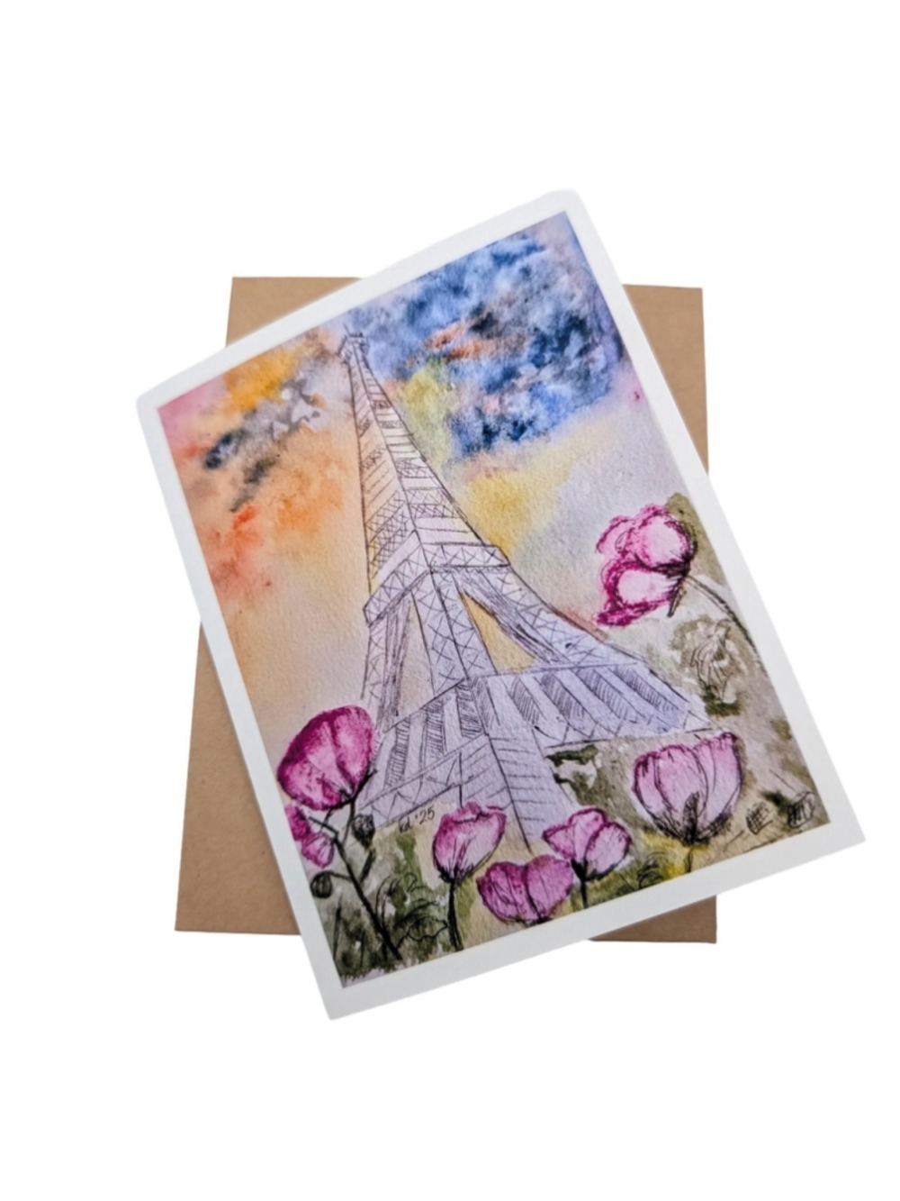 12 Eiffel Tower Watercolor Notecards 4.25 x 5.5 - Picture 3 of 5
